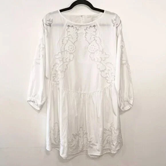 New Maje Raolita 100% Cotton Embroidered Mini Dress White S $395 - Picture 2 of 10